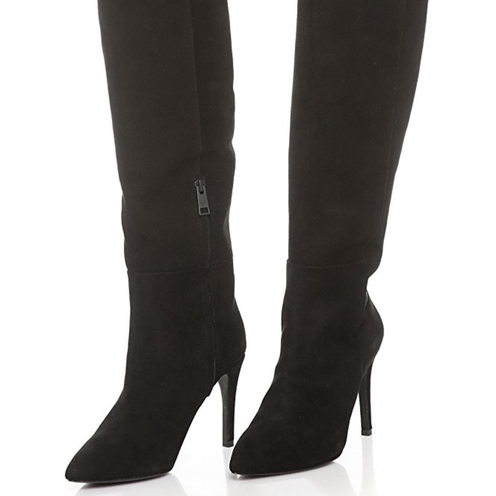 Joie Olivia Knee High Suede Boots in Black